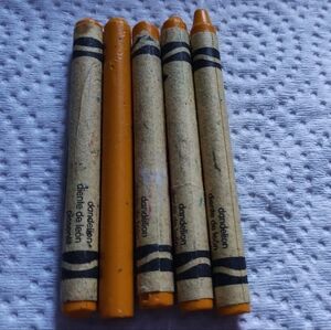 Rare! discontinued! Lot of 5 dandelion Crayola Crayons.